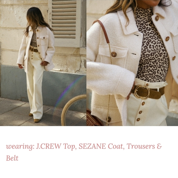 SÉZANE Paulin Ivory Ecru Brushed Wool Coat Blogger Fave Size 38 RARE - Picture 9 of 12